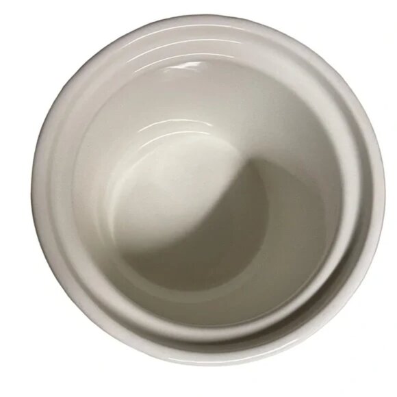 FARMHOUSE KITCHEN White Casserole Butter Crock with Swirl Design and Cover 4"x5" - Picture 2 of 12